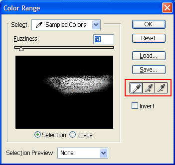 Color Range dialog - first selection