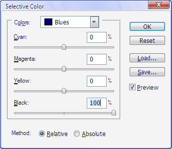 Selective Color Adjustments Dialog