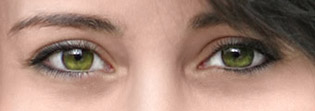 Darkened brows, iris edges and pupil